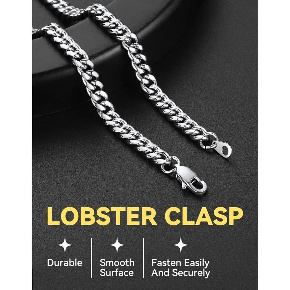 Miami Cuban Link Chain Necklace for Men Stainless Steel or Gold Plated Hip Hop